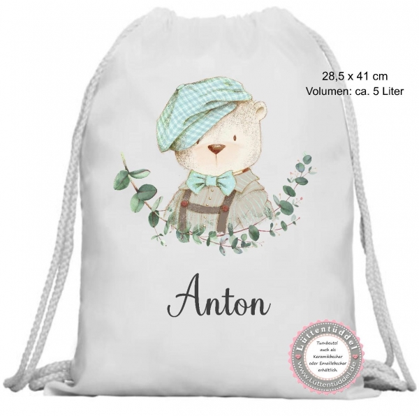 Bär Vintage WECHSELKLEIDUNG Sport Schule personalisiert mit Name Kindergarten Wechselwäsche Kindergartenkind Einschulung Geburtstag von Lüttentüddel®